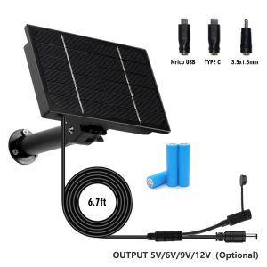 Network Home Recommendations אביזרי אמבטיה 4w פאנל סולארי 3 ב 1 dc/micro usb/typec פלט 5v 6v 9v 12v סוללה נטענת 18650 למצלמת אבטחה חיצונית